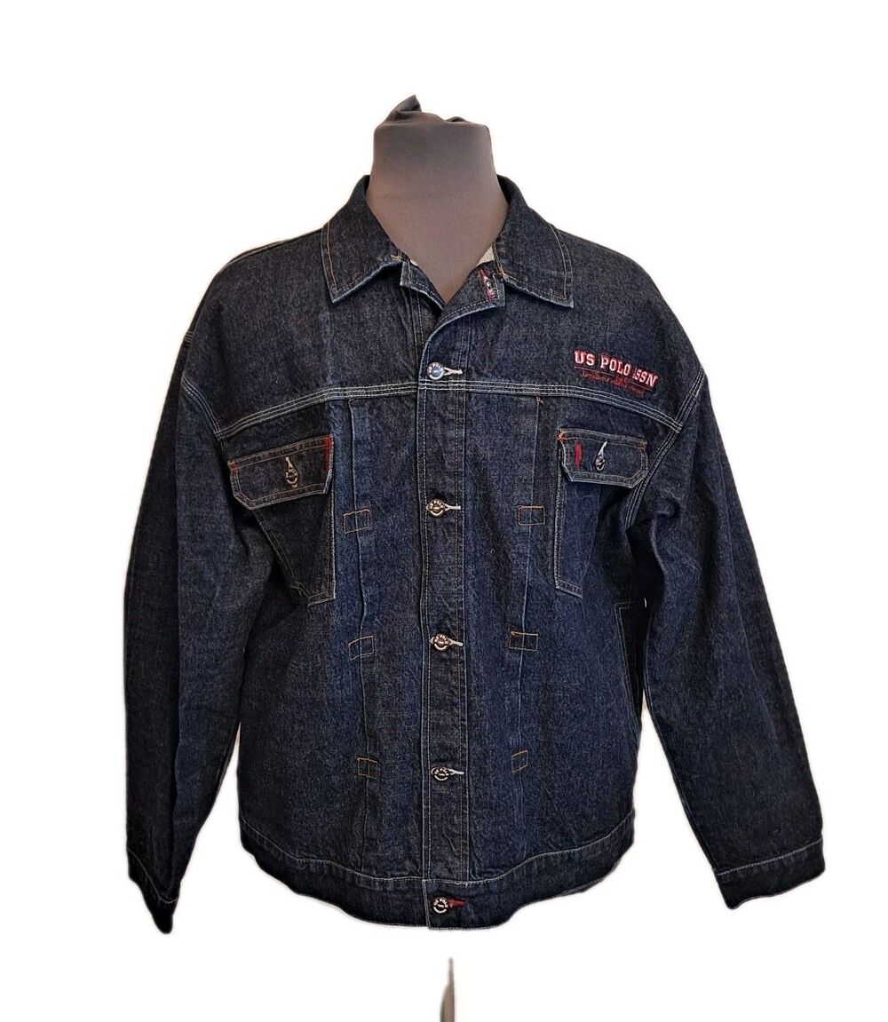 U.S. Polo Association Men's M Jean Jacket Blue 100% Cotton Pockets Logo